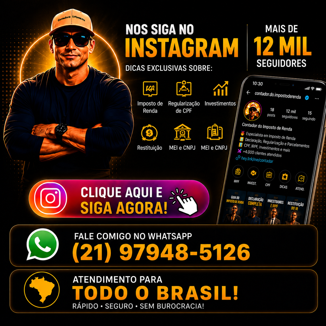 Siga @contadordoimpostoderenda no Instagram - mais de 12 mil seguidores